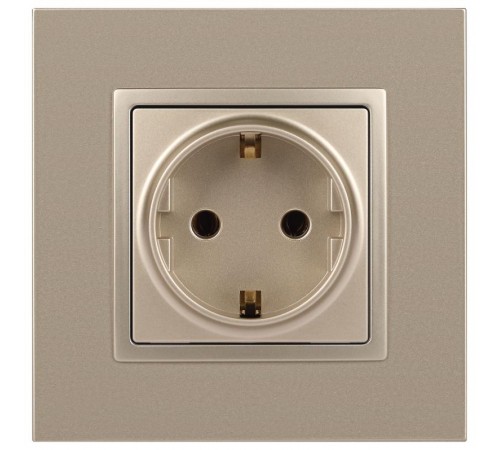 14-2102-04 Розетка с заземлением со шторками, 16A-250В, IP20, Эра Elegance, шампань  Б0034275  ЭРА