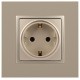 14-2102-04 Розетка с заземлением со шторками, 16A-250В, IP20, Эра Elegance, шампань  Б0034275  ЭРА
