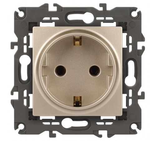 14-2102-04 Розетка с заземлением со шторками, 16A-250В, IP20, Эра Elegance, шампань  Б0034275  ЭРА