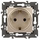 14-2102-04 Розетка с заземлением со шторками, 16A-250В, IP20, Эра Elegance, шампань  Б0034275  ЭРА