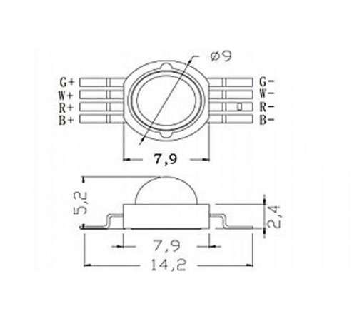 Мощный светодиод ARPL-4W-EPA-RGBW (350mA)  020332  Arlight