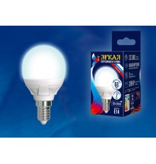 Лампа светодиодная LED-G45 7W/NW/E14/FR PLP01WH LED. "шар", матовая. серия Яркая, пр-во Россия, 4000K  UL-00002417  Uniel