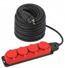 Удлинитель силовой UK-4e-3x1,5-40m-IP44(KG) с заземлением 4 розетки каучук 40м КГ 3х1,5мм2 IP44  Б0057589  ЭРА
