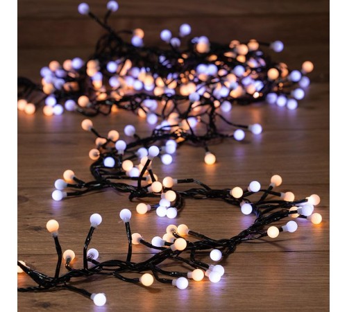 Гирлянда "Мишура LED" 3 м, темно-зеленый ПВХ, 288 диодов, цвет белый + теплый белый  303-608  NEON-NIGHT