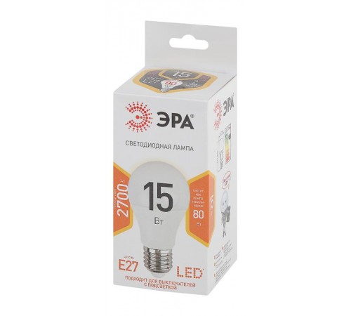 Лампа светодиодная LED 15Вт Е27 220В 2700К smd A60 груша  Б0020592  ЭРА