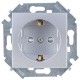 Simon 15 Алюминий Розетка с/з Schuko со шторками, 16А 250В, винт. зажим  1591443-033  Simon