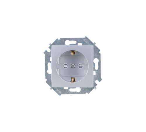 Simon 15 Алюминий Розетка с/з Schuko, 16А 250В, винт. зажим  1591432-033  Simon