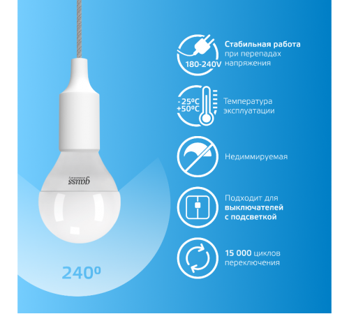 Лампа светодиодная Elementary Шар 12W 950lm 6500K Е14 LED 1/10/100  53132  Gauss