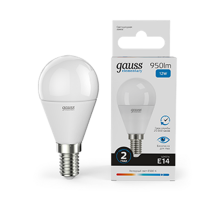 Лампа светодиодная Elementary Шар 12W 950lm 6500K Е14 LED 1/10/100  53132  Gauss