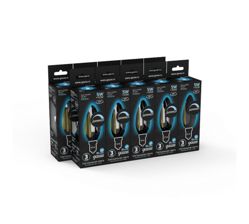 Лампа светодиодная LED 5Вт E14 220В 4100К свеча, диммируемая  103801205-D  Gauss