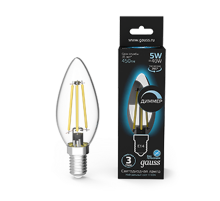 Лампа светодиодная LED 5Вт E14 220В 4100К свеча, диммируемая  103801205-D  Gauss
