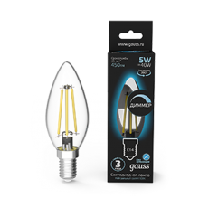 Лампа светодиодная LED 5Вт E14 220В 4100К свеча, диммируемая  103801205-D  Gauss