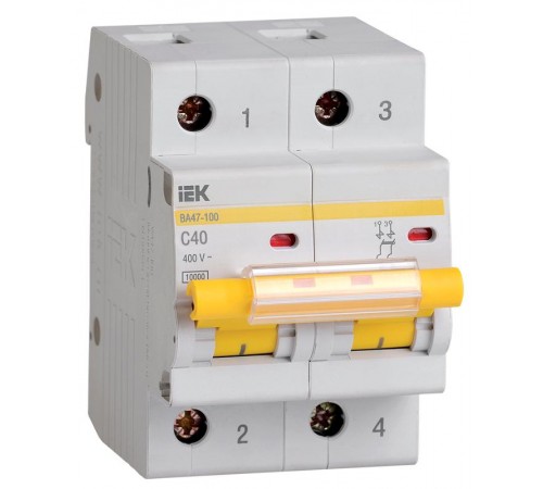 Выключатель автоматический двухполюсный ВА47-100 40А C 10кА KARAT  MVA40-2-040-C  IEK