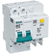 Выключатель автоматический дифференциального тока ДИФ-101 2п 60А C 30мА тип AC (4 мод)  15009DEK  DEKraft