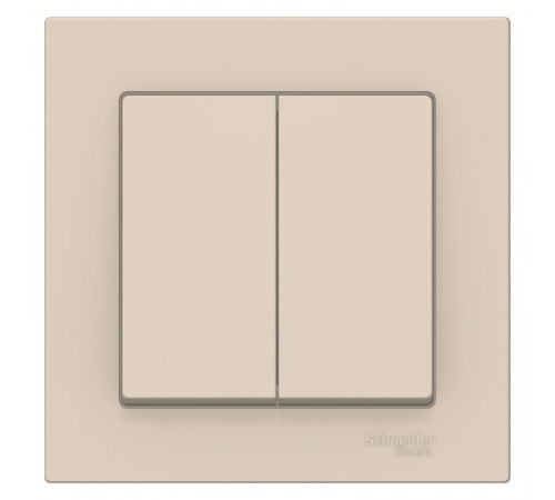 AtlasDesign Бежевый Выключатель 2-клавишный сх.5, 10АХ, (в сборе с рамкой)  ATN000252  SE