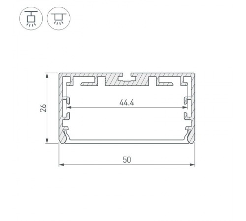 Профиль PLS-LOCK-W50-SMT-2000 ANOD (arlight, Алюминий)  033772  Arlight