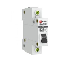 Выключатель автоматический однополюсный 1P 20А (B) 4,5кА ВА 47-29 EKF Basicmcb4729-1-20-BEKF