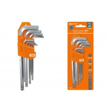 Набор ключей "HEX" 9 шт.: 1.5-10 мм, длинные с шаром, (держатель в блистере), CR-V сталь "Алмаз" TDМ  SQ1020-0104  TDM