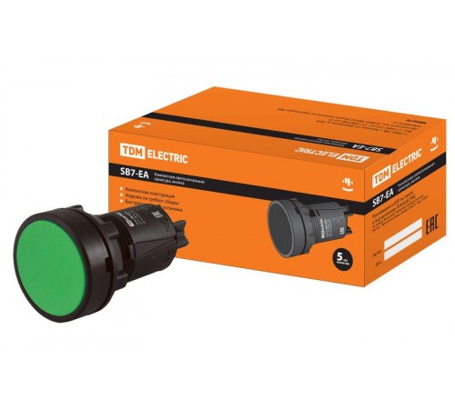 Кнопка переключатель SB7-EA35 d22мм 1з+1р зеленая  SQ0746-0021  TDM
