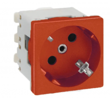 Simon Connect Розетка с/з 2P+E, модуль К45, винтовой зажим,16А, 250В, красный  K01-6  Simon