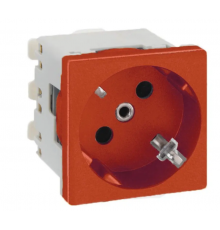 Simon Connect Розетка с/з 2P+E, модуль К45, винтовой зажим,16А, 250В, красный  K01-6  Simon