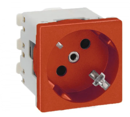 Simon Connect Розетка с/з 2P+E, модуль К45, винтовой зажим,16А, 250В, красный  K01-6  Simon