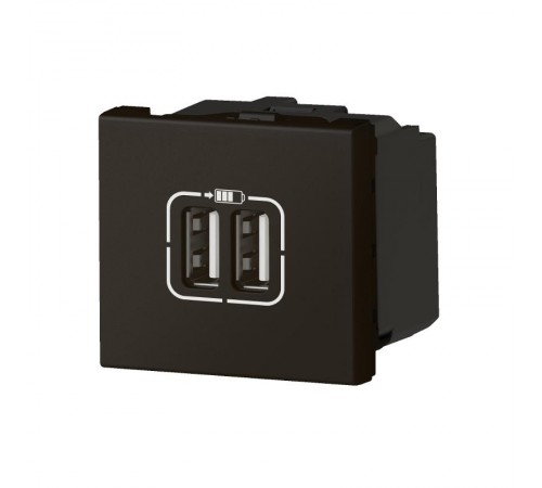 Розетка USB А+А для зарядки двойная - Mosaic - 2 модуля - матовая черная  079194L  Legrand