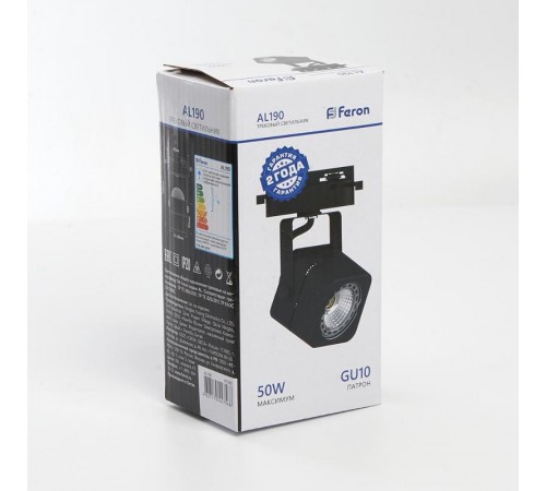 Светильник трековый под лампу GU10, черный AL190  41590  Feron