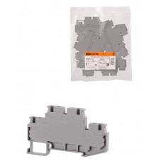 Зажим клеммный безвинтовой ЗКБ быстрого зажима двухуровневый 2,5 мм2 24А серый (Ph-C PTTB 2,5)  SQ0822-0162  TDM