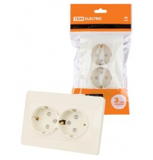 Розетка двойная 2П+З с защ. шт. 16А 250В сл. кость "Ильмень"  SQ1823-0116  TDM