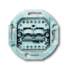 Механизм 2-постовой телефонной розетки 8/8 полюсов, раздельно, RJ 11/12; RJ 45; ISDN, категория 3  0230-0-0243   2CKA000230A0243  ABB