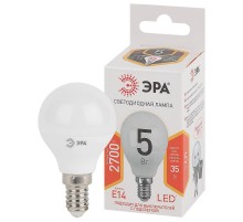 Лампа светодиодная LED 5Вт E14 220В 2700К smd P45 шар  Б0028485  ЭРА