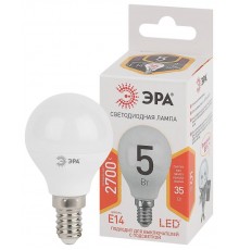 Лампа светодиодная LED 5Вт E14 220В 2700К smd P45 шар  Б0028485  ЭРА
