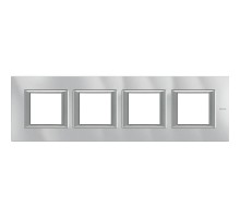 Axolute. Рамка декоративная прямоугольная немецкого стандарта. Горизонтальная установка. Цвет "Алюминий" Монохром. 2+2+2+2 модуля.  HA4802M4HHC  Leg