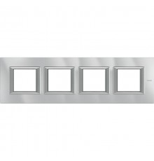 Axolute. Рамка декоративная прямоугольная немецкого стандарта. Горизонтальная установка. Цвет "Алюминий" Монохром. 2+2+2+2 модуля.  HA4802M4HHC  Leg