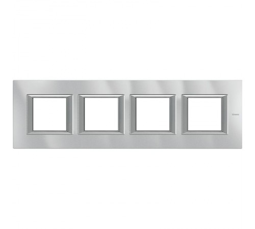 Axolute. Рамка декоративная прямоугольная немецкого стандарта. Горизонтальная установка. Цвет "Алюминий" Монохром. 2+2+2+2 модуля.  HA4802M4HHC  Leg