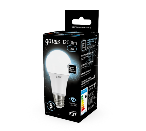 Лампа светодиодная LED 12Вт E27 220В 4100К A60 шар  102502212  Gauss