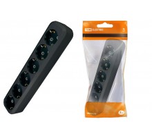 Колодка розеточная 6 гнезд 2П+З 16А 250В черная  SQ1806-0139  TDM