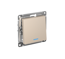 AtlasDesign Песочный Переключатель 1-клавишный с подсветкой, сх.6а, 10АХ, механизм, быстрозажимные клеммы  ATN001263S  SE