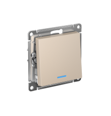 AtlasDesign Песочный Выключатель 1-клавишный с подсветкой, сх.1а, 10АХ, механизм,быстрозажимные клеммы  ATN001213S  SE