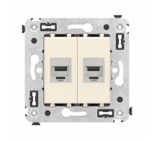 Компьютерная розетка RJ-45 без шторки в стену, кат.6А двойная экранированная, "Avanti", "Ванильная дымка"  4405774  DKC
