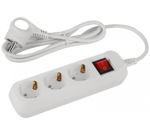 Удлинитель электрический ЭРА UDL-10-315-ES Greenline 3 розетки с заземлением с выключателем 1,5м ПВС 3x0.75мм2   Б0065051  ЭРА