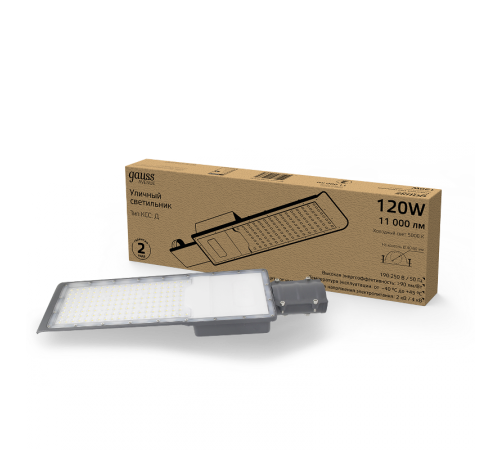 Светильник светодиодный консольный уличный Avenue 120W 11000lm 5000K 190-250V IP65 546*170*67мм черный КСС "Д"  629536320  Gauss