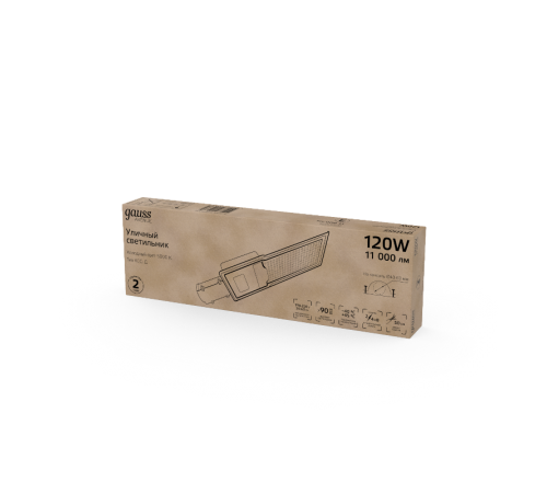 Светильник светодиодный консольный уличный Avenue 120W 11000lm 5000K 190-250V IP65 546*170*67мм черный КСС "Д"  629536320  Gauss