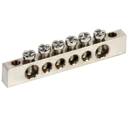 Шина PEN "земля-ноль" 6х9мм 6/2 никелевое покрытие (6групп/креп. кр.)  YNN11-06-100-N  IEK