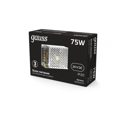 Блок питания 75W 24V IP20 1/120  202002075  Gauss