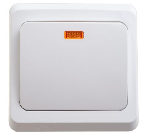 Этюд Белый С/У Выключатель 1-клавишный с подсветкой  BC10-005B  SE