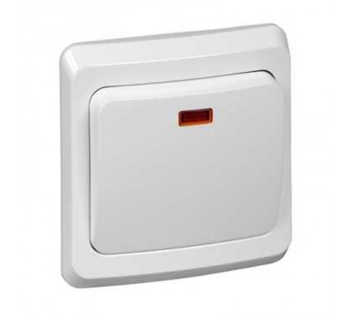 Этюд Белый С/У Выключатель 1-клавишный с подсветкой  BC10-005B  SE
