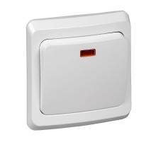 Этюд Белый С/У Выключатель 1-клавишный с подсветкой  BC10-005B  SE