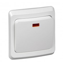 Этюд Белый С/У Выключатель 1-клавишный с подсветкой  BC10-005B  SE